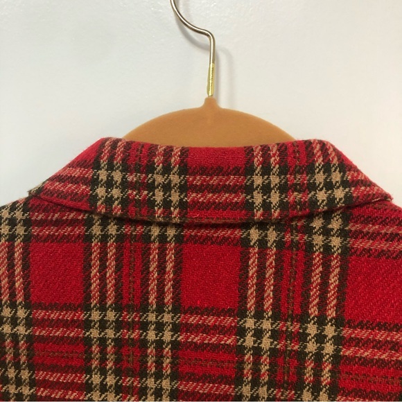 Vintage red tartan plaid wool hunting jacket button front amazing condition - Picture 4 of 9